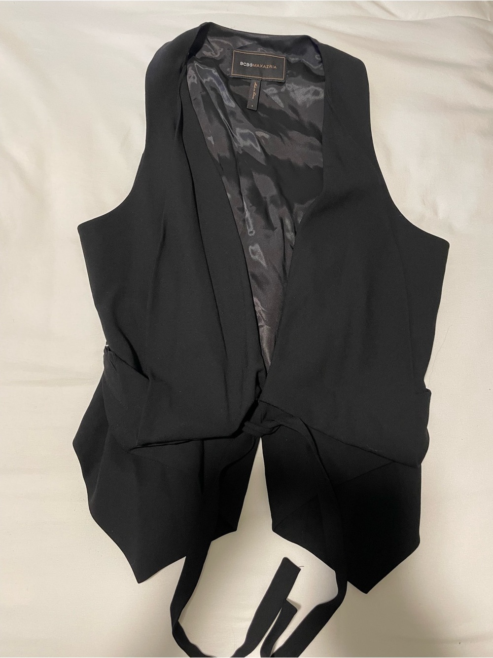 BCBGMaxAzria Black Tie-Front Sleeveless Vest